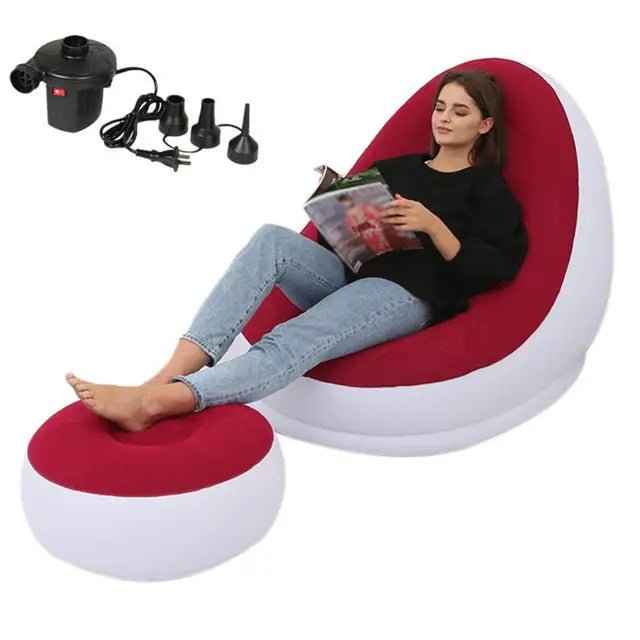 Inflatable Air Mattress Sofa - Comfortable Lazy Deck Chair & Leg Stool for Home and Outdoor Use - NOVA TRENZ