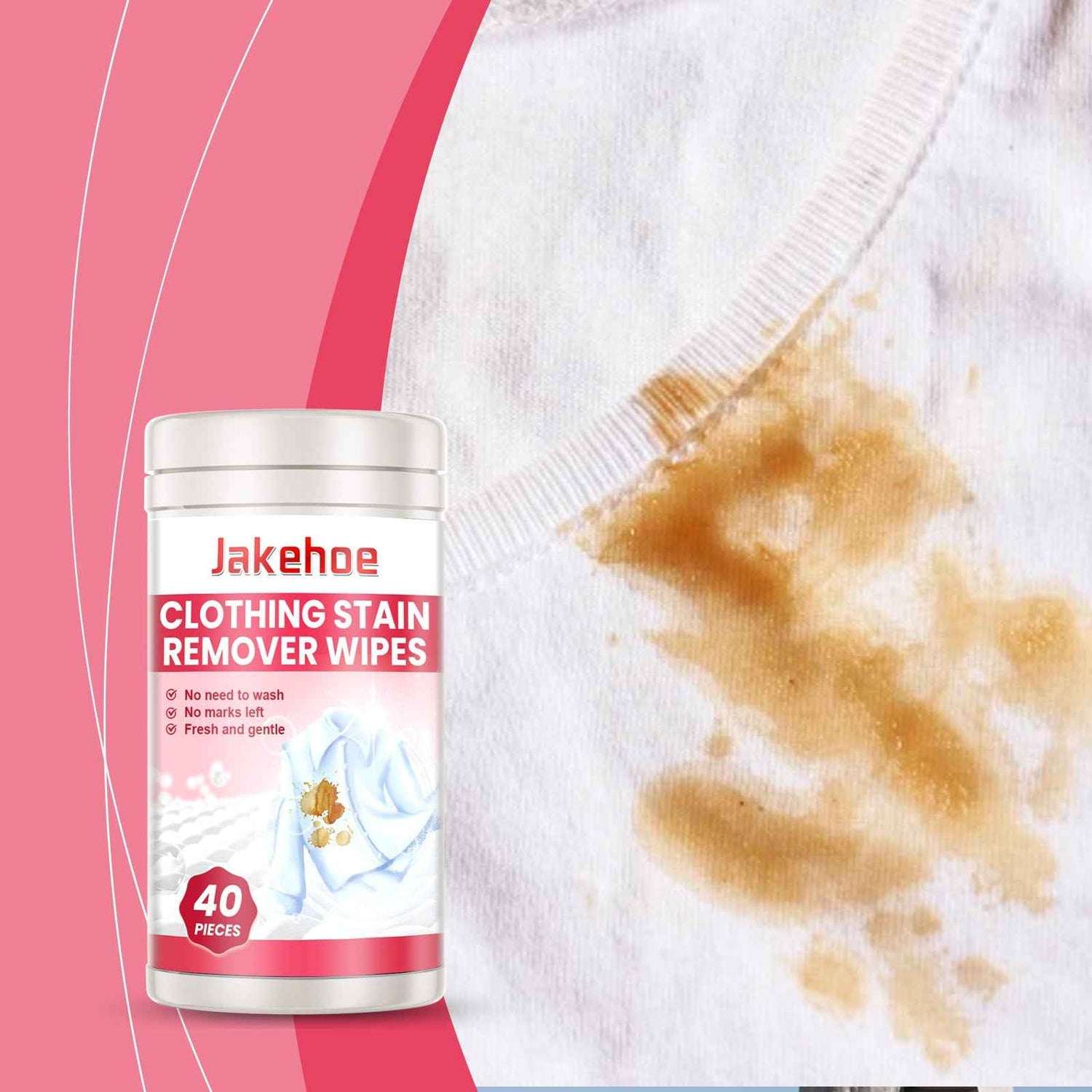 Jakehoe Clothes Stain Remover Wipes Grease Stain Remover Mild Clean Clean White Color Protection Stain Remover