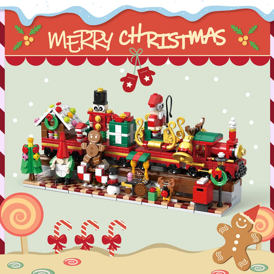 Christmas Countdown Train Toy Set - Building Blocks Countdown Calendar Santa Train for Kids - NOVA TRENZ