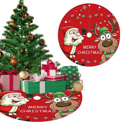 120CM Christmas Tree Skirt - Cartoon Forest Design for Festive Holiday Decoration - NOVA TRENZ