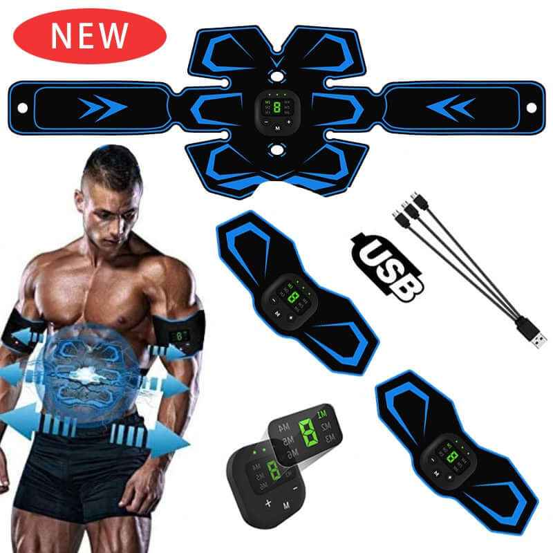 Electric Abdominal Muscle Stimulator - Rechargeable EMS Trainer Belt for Fitness and Muscle Massage