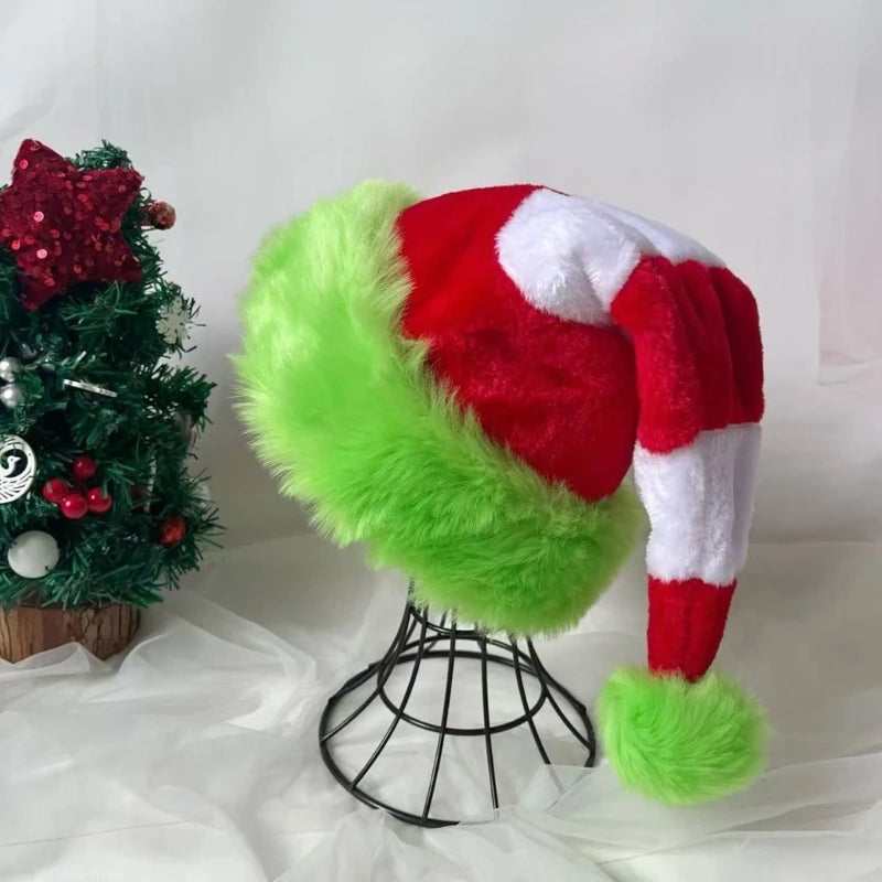 Plush Striped Santa Hat for Family Fun and Holiday Cheer - NOVA TRENZ