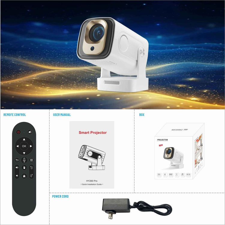 Hy260Pro Projector H713 Android 11 Smart HD 4K Auto Focus Barrel Projector