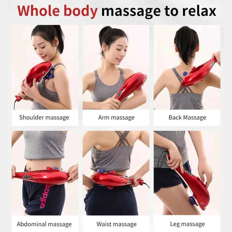 KLASVSA Electric Dolphin Shiatsu Massager for Full Body Pain Relief - Hammer Shoulder and Lumbar Acupressure Vibrator - NOVA TRENZ