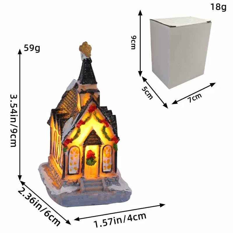 Christmas Illuminated House Ornaments - Colorful Resin Cabins Tabletop Decorations - NOVA TRENZ