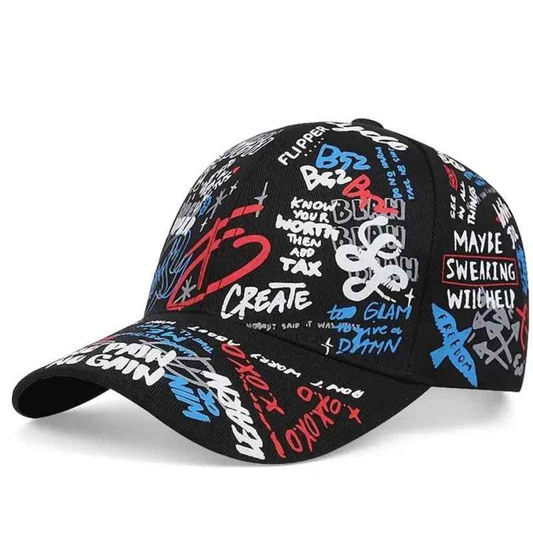 Fashion Graffiti Baseball Cap Adjustable Snapback Hat for Men and Women - Hip Hop Visor Spring Cotton Cap - NOVA TRENZ