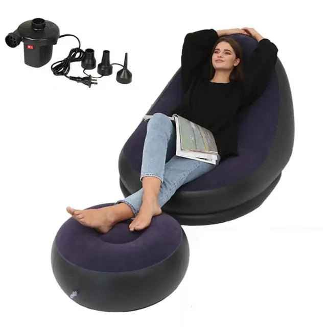 Inflatable Air Mattress Sofa - Comfortable Lazy Deck Chair & Leg Stool for Home and Outdoor Use - NOVA TRENZ