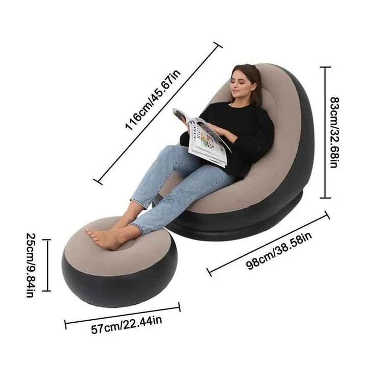 Inflatable Air Mattress Sofa - Comfortable Lazy Deck Chair & Leg Stool for Home and Outdoor Use - NOVA TRENZ