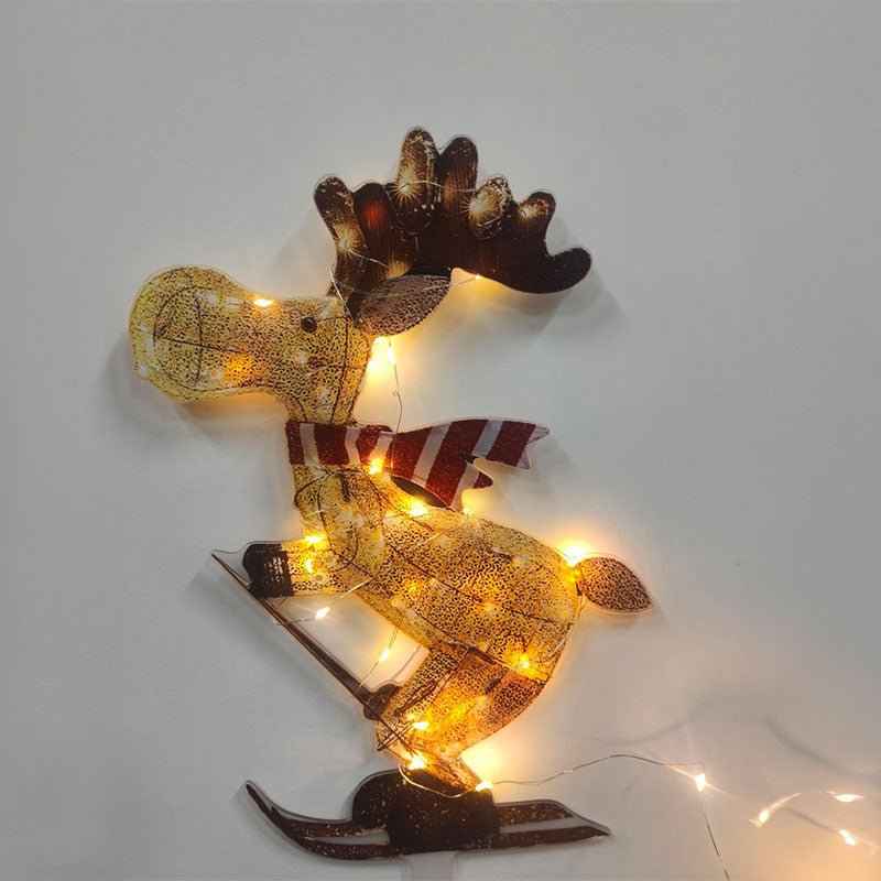 Lighted Skiing Reindeer Ornament with LED for Festive Christmas Lawn and Tree Decor - NOVA TRENZ